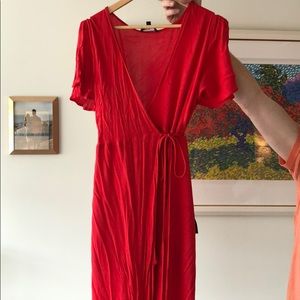 Lulu’s Red Wrap Maxi Dress
